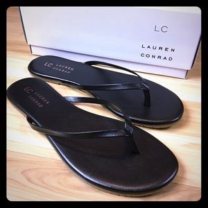 New Black Lauren Conrad Flip Flop Thong Shoes Sz 8